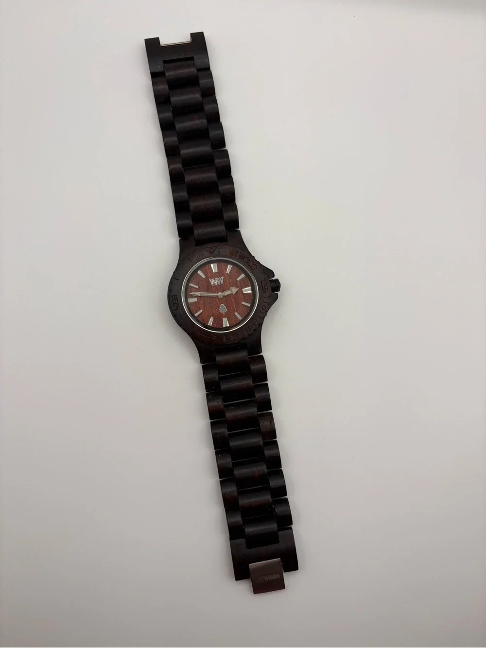 WeWood Wooden Link Watch A11-46 Dark Brown with Red-Brown Dial New Battery